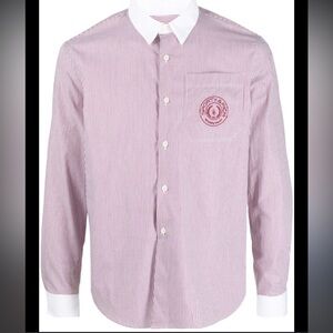 Sporty & Rich Red & White Striped Button Up in Medium